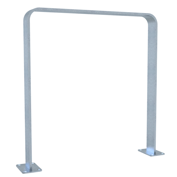 Lean-on hoop made of flat bar steel | bent, 80 x 12 mm | in curved design | without cross bar | total width: 750 mm | hot-dip galvanized